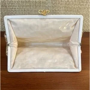 Vintage Bags Hpvtg 96s Vinyl Cream Lace Clutch Evening Bag